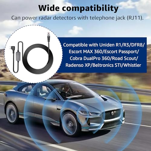 USB C to RJ11 Radar Detector Power Cord for Escort Uniden Cobra