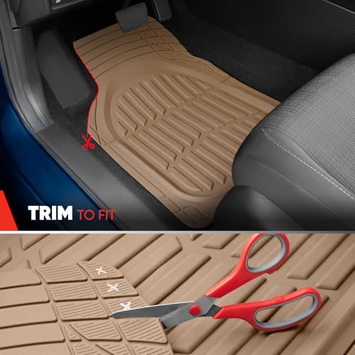 MotorTrend FlexTough Beige Car Floor Mats Rubber All Weather Automotive 2pc