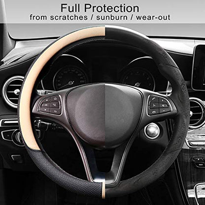 Breathable Car Steering Wheel Cover 15 inch Auto Universal Leather Wrap Non