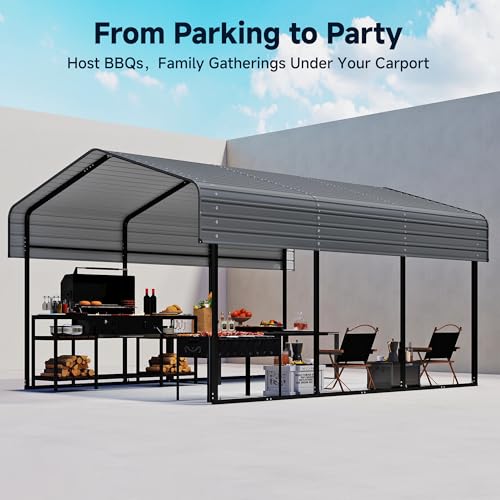 10 x 15 FT Metal Carport with Removable Sidewalls & Doors