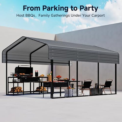 10 x 15 FT Metal Carport with Removable Sidewalls & Doors