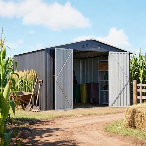 10 x 10FT Outdoor Metal Storage Shed with Lockable Door