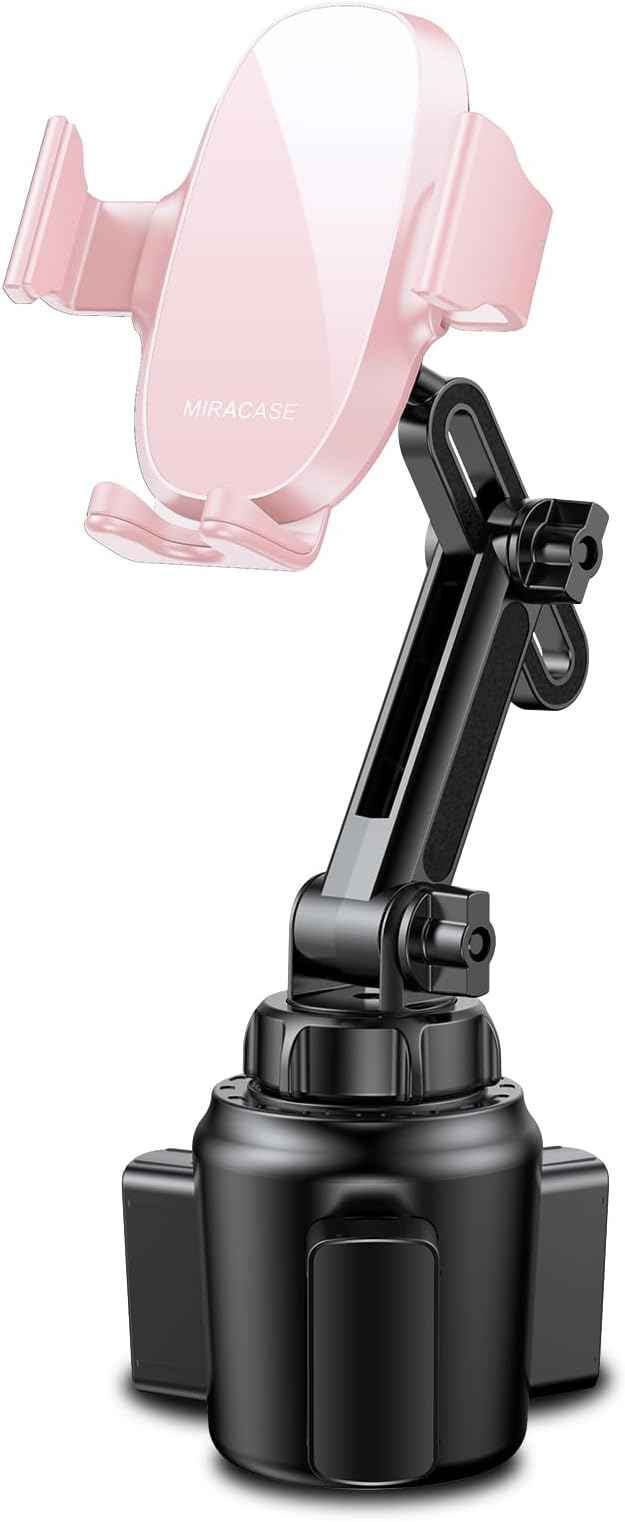 Miracase Universal Cup Phone Holder for Car, [Upgraded Version] Adjustable Long Neck Car Cup Holder Phone Mount Cradle Friendly Compatible with iPhone Samsung Google and All Smartphones, Crystal Pink