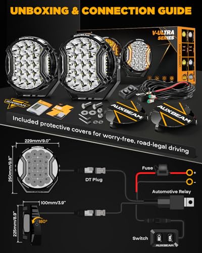 V Ultra Series 9" Round LED Driving Lights Amber DRL Offroad Lights (2 Count)