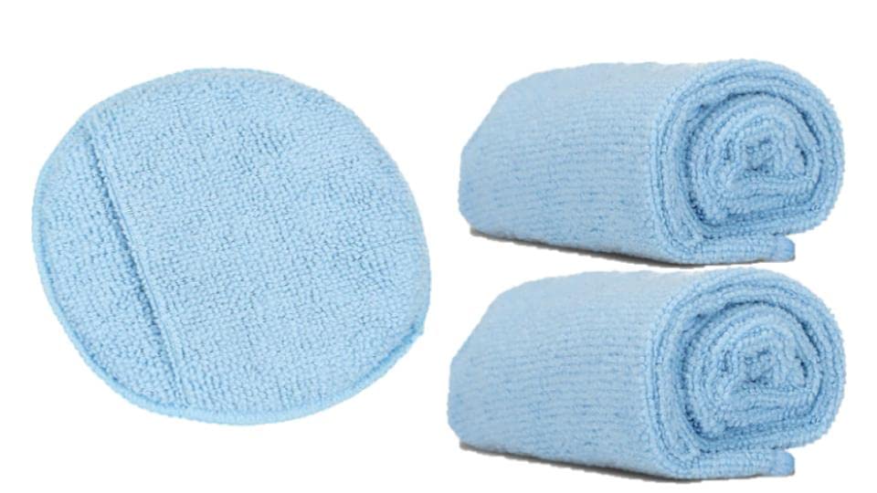 Microfiber Applicator Sponge & 2 16in Towels