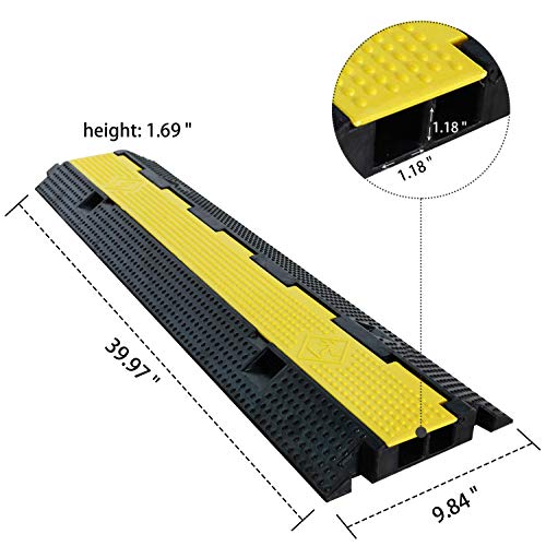 3 Pack Rubber Cable Ramp Hose Cable Protector Ramp 2 Channel 22000Lbs Load Capacity Traffic Speed Bump Wires Power Lines Extension Cord Cover for Indoor Outdoor (3 Count)