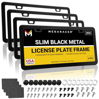 Premium Slim Matte Black License Plate Frames