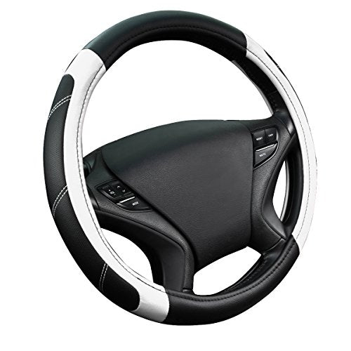 Line Rider Microfiber Leather Sporty Steering Wheel Cover Universal Fits for 95% Truck