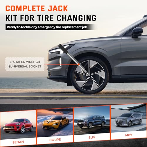 New Version Car Jack Kit Scissor Jack for Car 3 Ton 6614 lbs Spare Tire Changing Kit