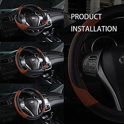 Leather Car Steering Wheel Cover