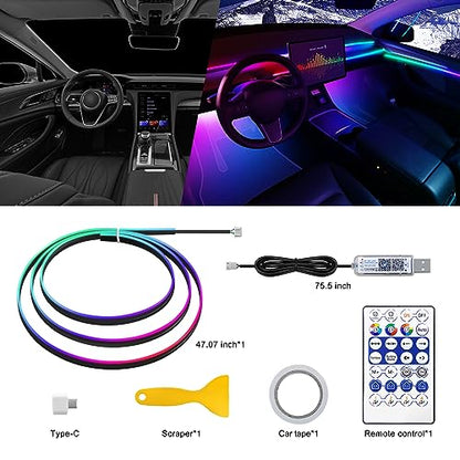 Dreamcolor Acrylic Interior Car LED Strip Light with USB