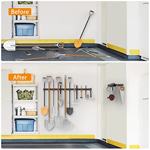 All Metal 64 inch Wall Mount Garden Tool Organizer for Garage