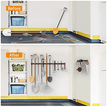 All Metal 64 inch Wall Mount Garden Tool Organizer for Garage