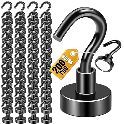 Magnetic Hooks 200pcs 30lbs Cruise Essentials 2026 Magnet Hook Black (200 Count)