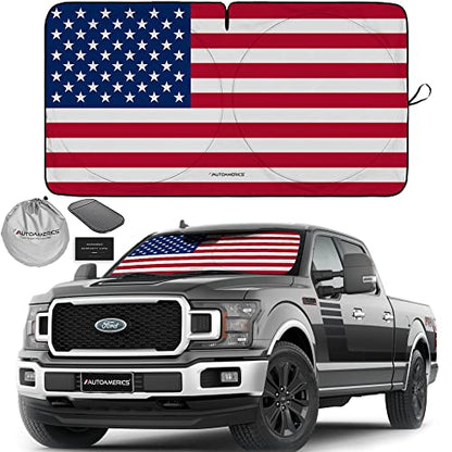 Truck Windshield Sun Shade with Storage Pouch & Anti