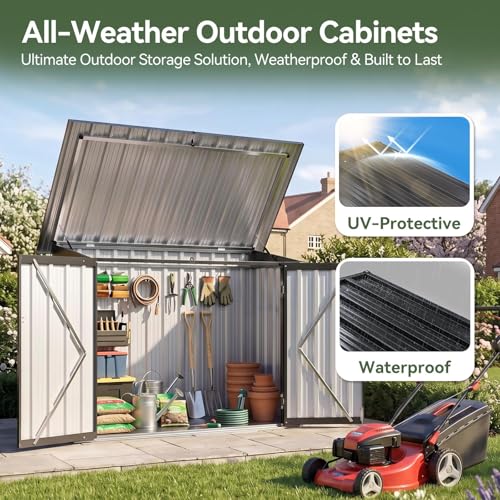 Outdoor Storage Cabinet 35 Cu.Ft Metal Storage Shed with Floor