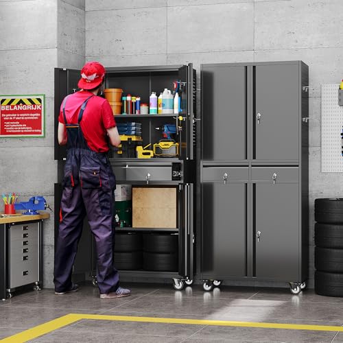 71 Inch Garage Storage Cabinet with 2 Drawers