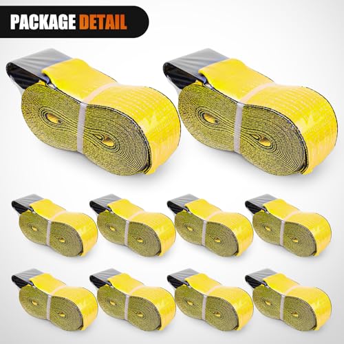 Truck Straps 4" x 30' Heavy Duty Tie Down with Flat Hooks (10 Count)