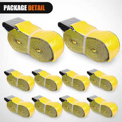 Truck Straps 4" x 30' Heavy Duty Tie Down with Flat Hooks (10 Count)