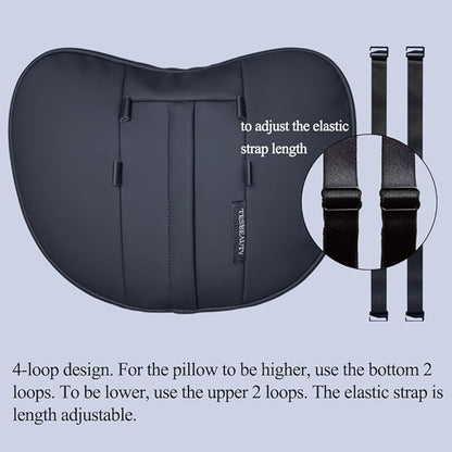 TESBEAUTY Nappa Leather Headrest Pillow 2 Packs for Tesla Neck Pillow Uniquely Designed for Tesla Model Y/3/S/X Tesla Car Neck Support Cushion for People Under 5'7" Black