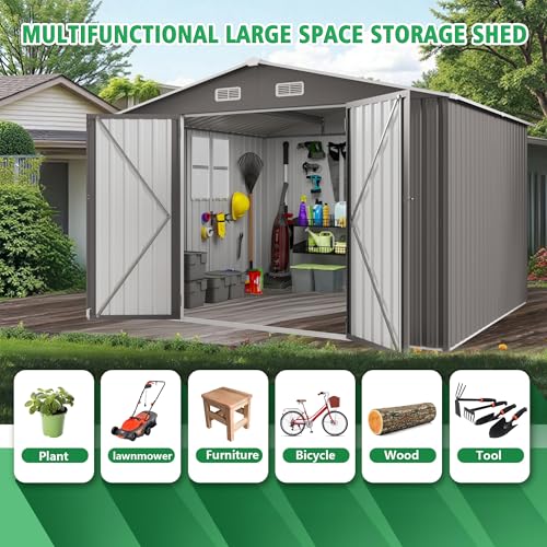 10x12 FT Outdoor Storage Shed with Windows