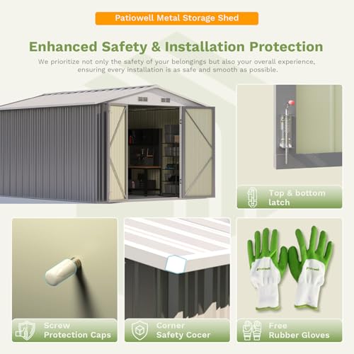 10 x 12 FT Metal Storage Shed for Outdoor with Floor Frame