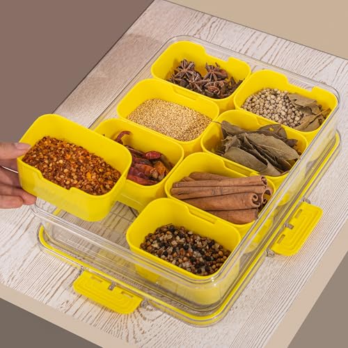 Divided Snack Serving Tray with Lid and Handle Travel Snackle Charcuterie Container Portable Storage Organizer for Candy (28 Ounce)