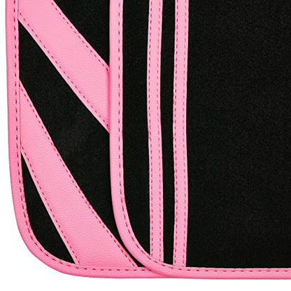 Pink Edge Faux Leather Car Floor Mats Universal Car Carpet Mats with Double Stitch Line Anti