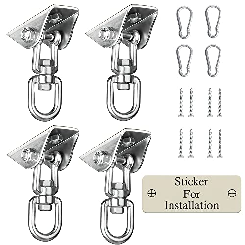 Heavy Duty Swing Hangers for Wooden Sets 2000 LB Capacity Hammock Hanger 360 Swivel Stainless Steel Swing Hardware Accessories 2 Packs for Porch Playground Yoga Heavy Bag (4 Count)