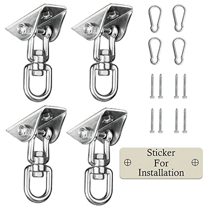 Heavy Duty Swing Hangers for Wooden Sets 2000 LB Capacity Hammock Hanger 360 Swivel Stainless Steel Swing Hardware Accessories 2 Packs for Porch Playground Yoga Heavy Bag (4 Count)