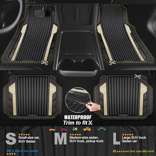 Heavy Duty Rubber Car Mats Metallic (4 Count)