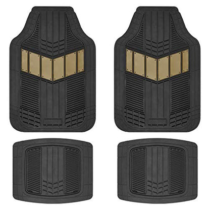 Beige Heavy Duty Front & Rear Rubber Floor Mats Universal Liners for Car SUV Van & Truck