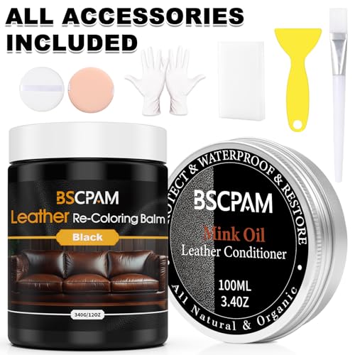 12oz Leather Recoloring Balm & 3.4oz Mink Oil Leather Conditioner kit