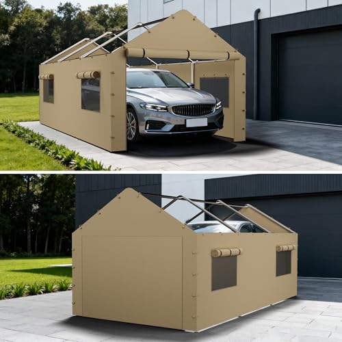 10 * 20 FT Carport Sidewall kit Panel Set of 4 with Mesh Windows and Double Head Zippers (4 Count)