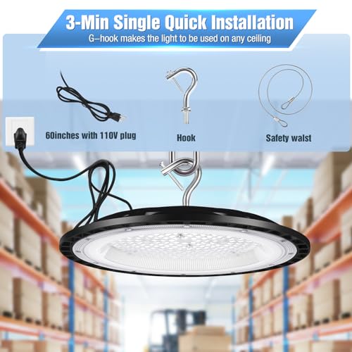 4 Pack 300W UFO Led High Bay Light Fixture (4 Count)
