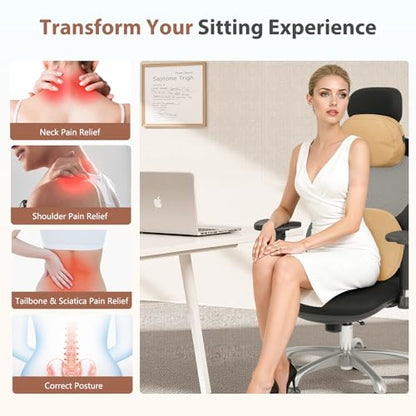 Car Headrest and Lumbar Support Pillow for Car Office Chair