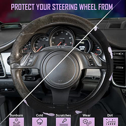 Purple Embroidery Butterfly Steering Wheel Cover
