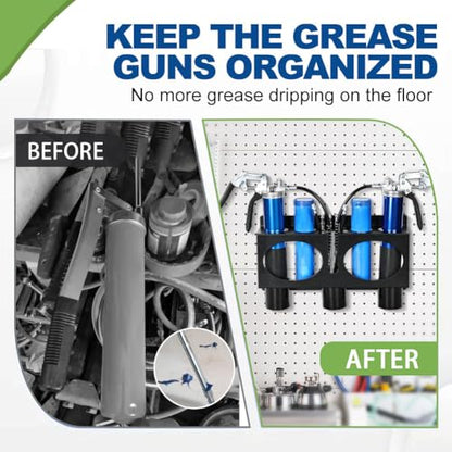 Grease Gun Holder Rack Wall Mount Tractor Compatible with 2 Grease Guns