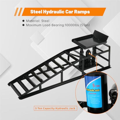 2 Pack 5T Low Profile Hydraulic Car Ramps (2 Count)
