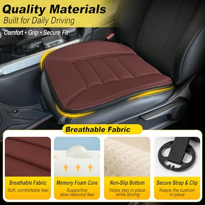 3 Piece Memory Foam Car Seat Cushion Set for Driving Comfort (3 Count)