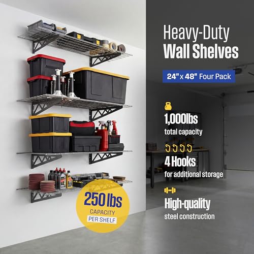 Steel Garage Wall Shelves 4 (4 Count)