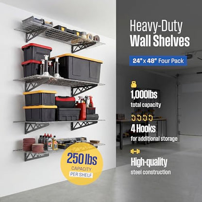 Steel Garage Wall Shelves 4 (4 Count)