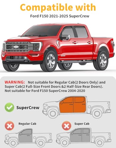 Window Visors Rain Guards for Ford F150 SuperCrew 2021 (4 Count)