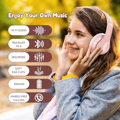 Wireless Bluetooth Headphones Over Ear V6.0 HiFi Stereo with Mic