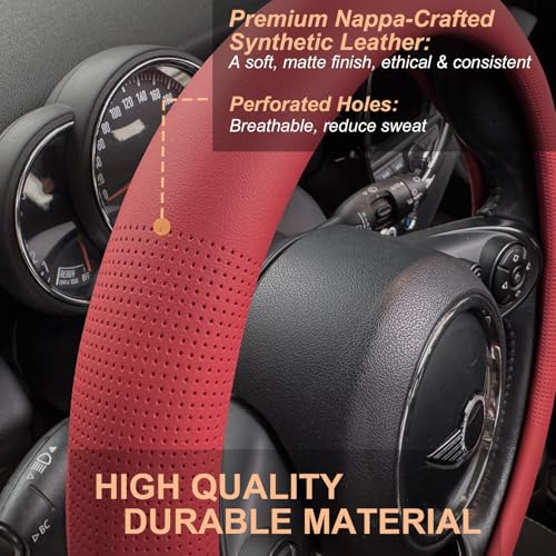 Large Size Nappa Leather Steering Wheel Cover 15.75 in