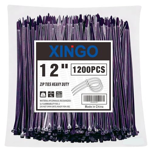 12 Inch Purple Zip Ties 1200 PCS (1200 Count)