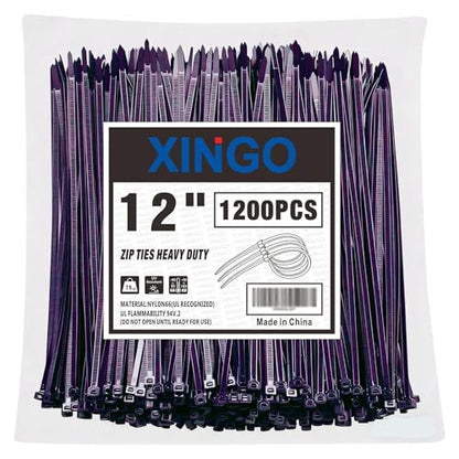 12 Inch Purple Zip Ties 1200 PCS (1200 Count)