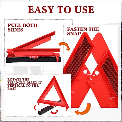 24 Pcs Warning Triangle Dot Approved Foldable Emergency Safety Triangles Reflective Road Safety Triangle with Carrying Case Heavy Base Roadside Warning Sign for Car Truck