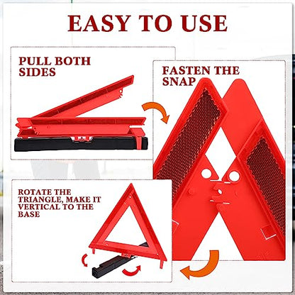 12 Pcs Warning Triangle Dot Approved Foldable Emergency Safety Triangles Reflective Road Safety Triangle with Carrying Case Heavy Base Roadside Warning Sign for Car Truck