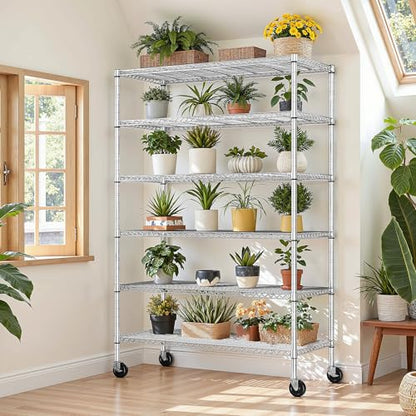 6 Tier Rolling Storage Shelves with Locking Wheels
